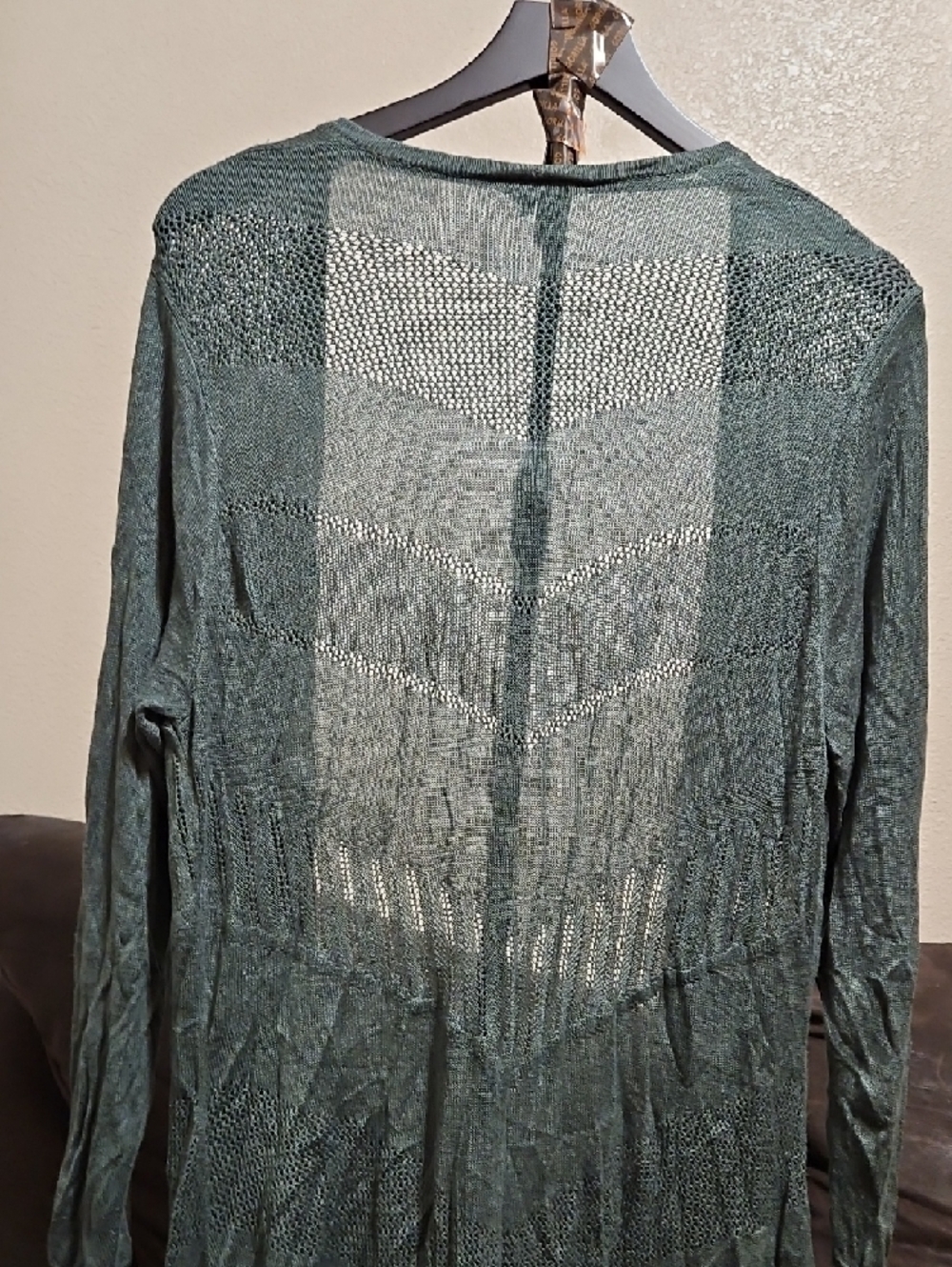 Lightweight Open-Front Green Women's Cardigan - Picture 6 of 9